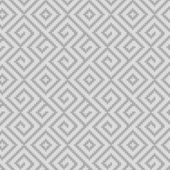 Geometric grey pattern with diagonal swirls and diamonds, textured design for backgrounds, wallpapers, and textile applications.