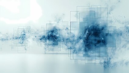 Obraz premium Abstract Background with Intersecting Square Lines and Subtle Blue Hues