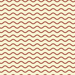 Seamless wavy pattern design on cream background, playful red lines creating a modern retro vibe. Ideal for textiles, wallpapers, banners, and decorative projects.