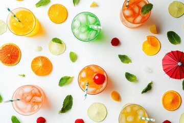 Refreshing tropical cocktails with umbrellas for summer gatherings