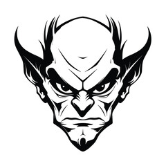 A dark and mysterious silhouette of a goblin head, featuring sharp facial features, pointed ears, and a mischievous expression. Perfect for fantasy-themed designs, gaming logos, horror illustrations