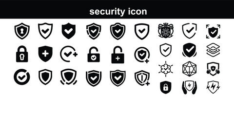 Security Line Icons. Editable Stroke. Pixel Perfect. For Mobile and Web. Contains such icons as Set of security shield icons, security shields logotypes with check mark and padlock. Security Shield Da