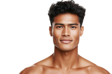 Fototapeta premium Confident young Latino man with toned body, isolated portrait