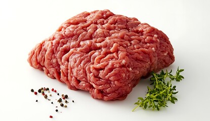 Ground beef on a white background