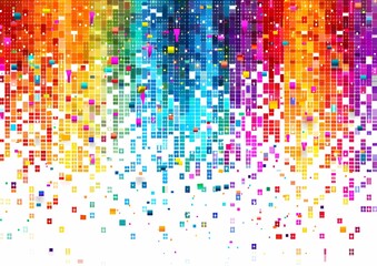 Vibrant Squares Abstract Art Falling Design on White Background