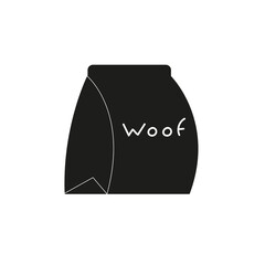 Dog food icon. Bag with dog food illustration. Simple icon with package of dog food. 