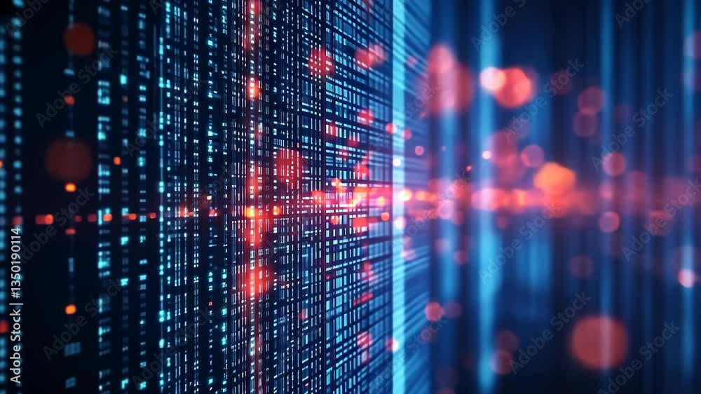 Poster Colorful digital lines and data streams create a mesmerizing visual display in a futuristic environment
