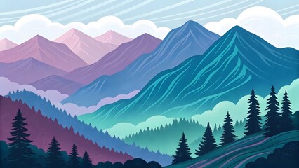 Mountain Landscape Illustration