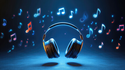 abstract music background with headphones