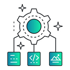 Multimodal Output Icon - AI Text-to-Image, Content Creation, Generative AI, AI Creative Output, Vector Editable Stroke Icon.