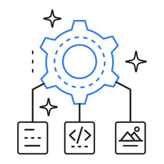 Multimodal Output Icon - AI Text-to-Image, Content Creation, Generative AI, AI Creative Output, Vector Editable Stroke Icon.