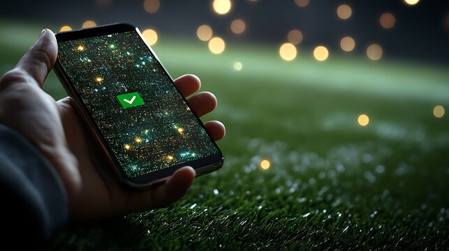 Mobile Checkmark with Night Field.