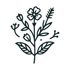 Doodle-Style Floral and Leaf Tile Designs on White Background in Graphic Format