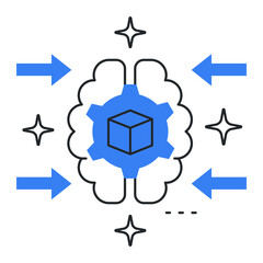 AI Model Training Icon - Machine Learning, Neural Network, Data Processing, Model Optimization, Vector Editable Stroke Icon.