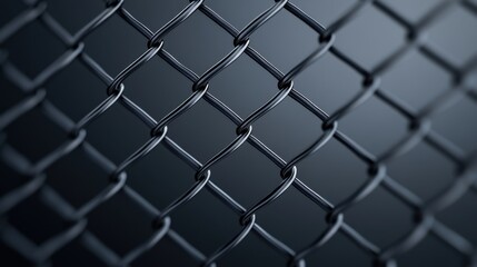 Fototapeta premium Detailed Close-Up of Black Metal Wire Fence with Interlocking Pattern and Textured Background