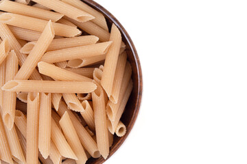 Classic Gluten Free Penne Pasta on a White Background