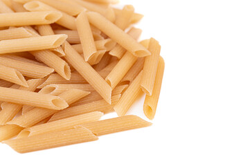 Classic Gluten Free Penne Pasta on a White Background