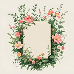 Obraz premium Beautiful greenery and flowers frame high resolution picture