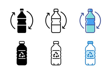 Set of recycled bottle icon symbolizing eco-friendly recycling, sustainability, and waste reduction.
