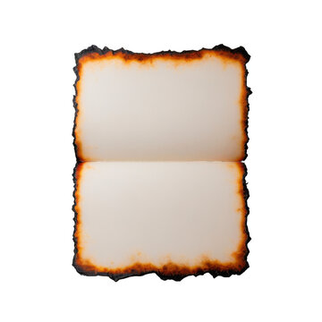 Hoja de papel en blanco con el contorno quemado.