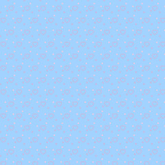 Light blue seamless pattern with small pink hearts and polka dots, perfect for backgrounds, cards, decorations, and stylish designs.