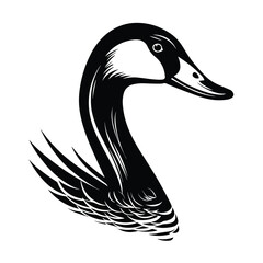 A simple and elegant silhouette of a goose head, showcasing its distinct beak and graceful neck. Ideal for farm branding, wildlife illustrations, minimalist designs, and nature-inspired artwork.