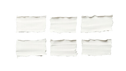 White ripped paper torn edges strips isolated on transparent background
