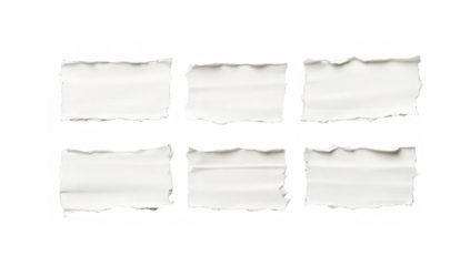 White ripped paper torn edges strips isolated on transparent background

