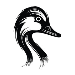 A simple and elegant silhouette of a goose head, showcasing its distinct beak and graceful neck. Ideal for farm branding, wildlife illustrations, minimalist designs, and nature-inspired artwork.