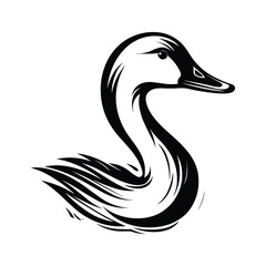 A simple and elegant silhouette of a goose head, showcasing its distinct beak and graceful neck. Ideal for farm branding, wildlife illustrations, minimalist designs, and nature-inspired artwork.