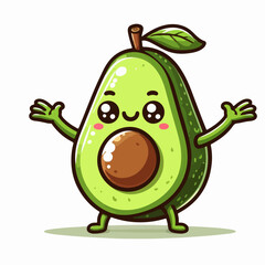 cute cartoon vector illustration of avocado fruit
