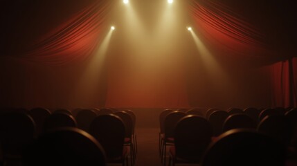 80s circus scenario with dramatic colors and nostalgic details. Circus in a retro dramatic atmosphere.