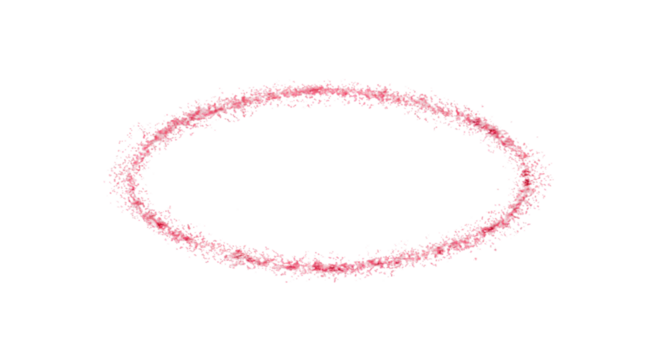 Pink glitter particles frame sparkling pink dots border on transparent background, cut out, ai generated