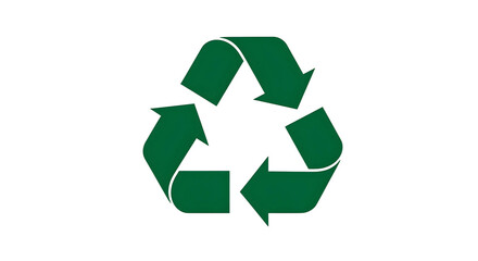 Dark green recycle symbol isolated on transparent background, cut out, ai generated