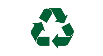Dark green recycle symbol isolated on transparent background, cut out, ai generated