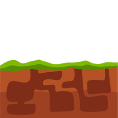 Animal hole and burrow. Forest or garden wildlife, underground passages and hill. Vector illustration of nature scene.