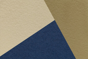 Texture craft beige, navy blue and brown paper background, macro. Structure vintage sand abstract cardboard