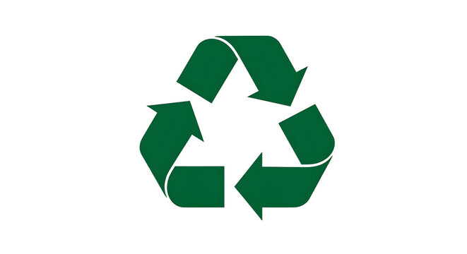 Dark green recycle symbol isolated on transparent background, cut out, ai generated