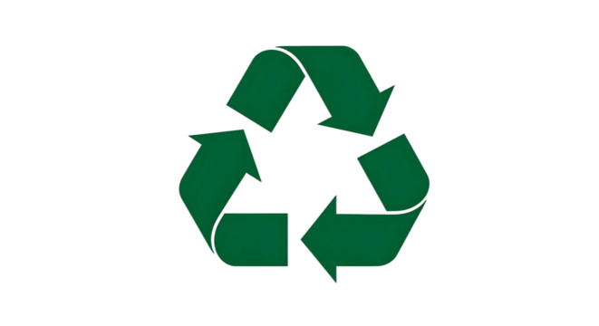 Dark green recycle symbol isolated on transparent background, cut out, ai generated