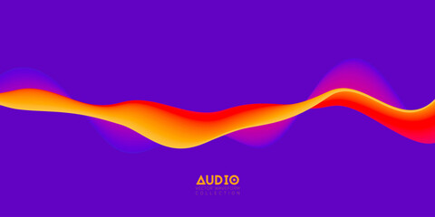 Gradient sound wave abstract background. Colorful flow of music wave. Vector vibrant fluid splash.