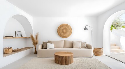 Minimalist living room design with natural elements