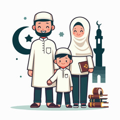 islamic family vector illustration