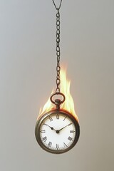 Burning Pocket Watch on Chain.