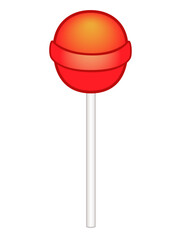 Bright orange, shiny, sweet Lollipop, caramel on a stick, candy, sweets - vector full color picture.	
