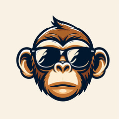 cartoon vector illustration of a monkey wearing glasses