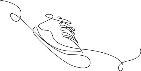 Sport Sneaker shoes in continuous line art drawing style, sneakers are drawn with one line. Sports shoes in a linear style. Vector illustration, Shoe Continuous Line Icon.