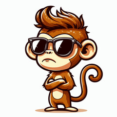 cartoon vector illustration of a monkey wearing glasses