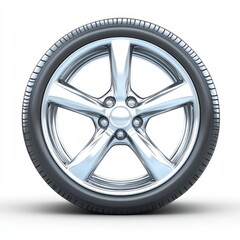 Obraz premium Sleek Chrome Alloy Wheel and Tire Design