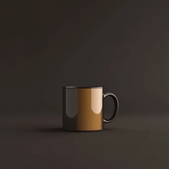 Empty Golden Mug on Dark Background