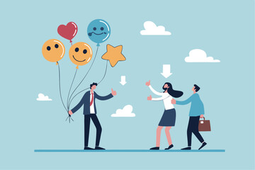 Encouragement or support employee to success, cheering, praise to raise motivation, winning pride inspiration, boost employee ambition concept, businessman giving thumb up to encourage employees.